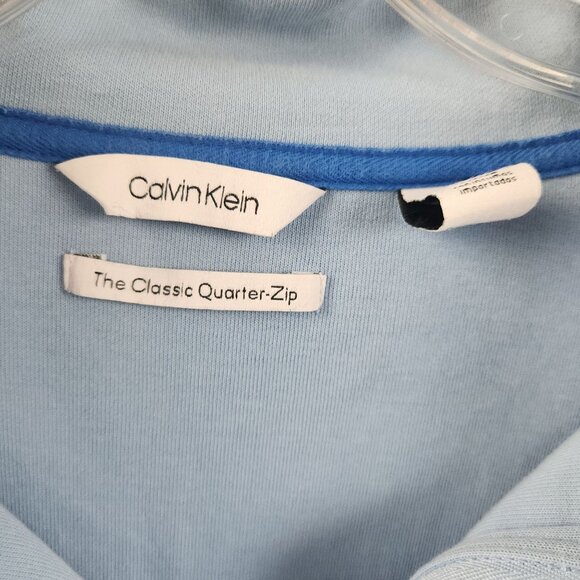 Calvin Klein Mens Classic Quarter-Zip Pullover XL Light Blue Cotton - Picture 2 of 8